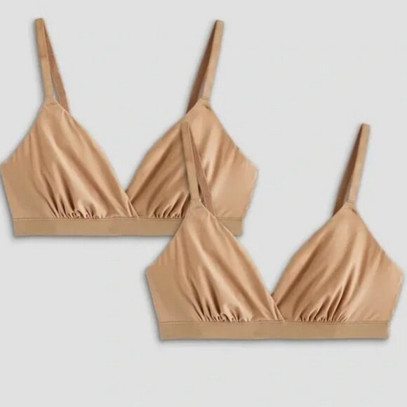 NWT Quince Second Skin Crossover Bralette (2-pack) in Sand Size Small - Picture 1 of 6